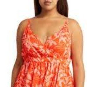 Metallic Floral Print Faux Wrap dress NWOT size 3X